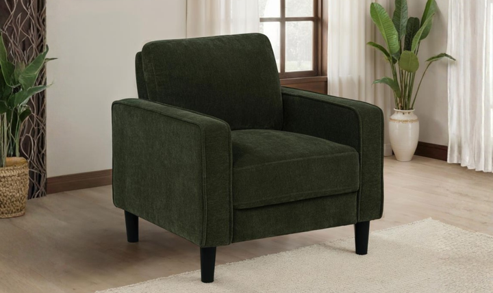 Ruth Accent Chair in Fabric & Leather with Track Arms