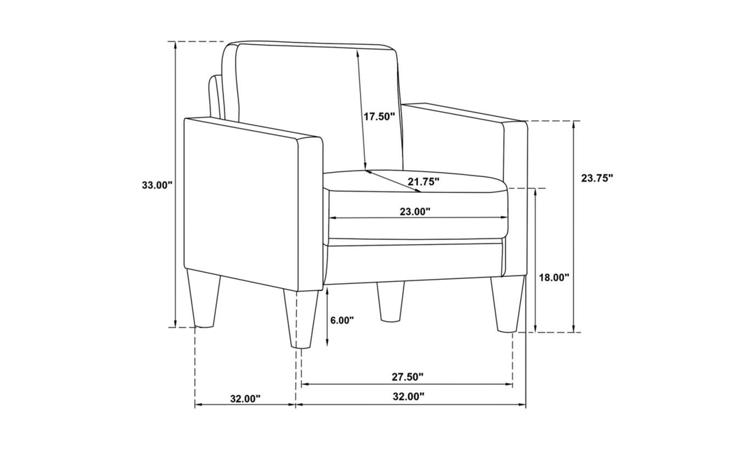 Ruth Accent Chair in Fabric & Leather with Track Arms