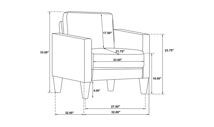 Ruth Accent Chair in Fabric & Leather with Track Arms
