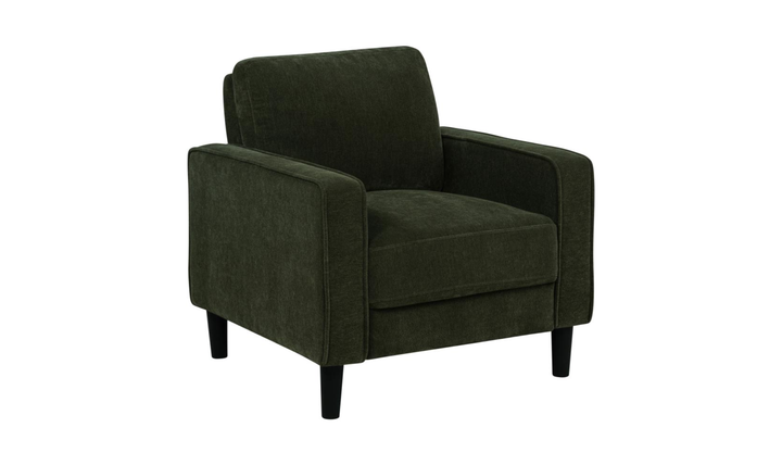 Ruth Accent Chair in Fabric & Leather with Track Arms