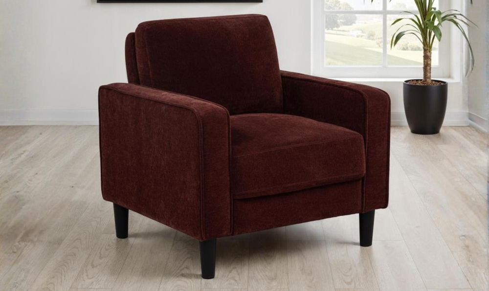 Ruth Accent Chair in Fabric & Leather with Track Arms