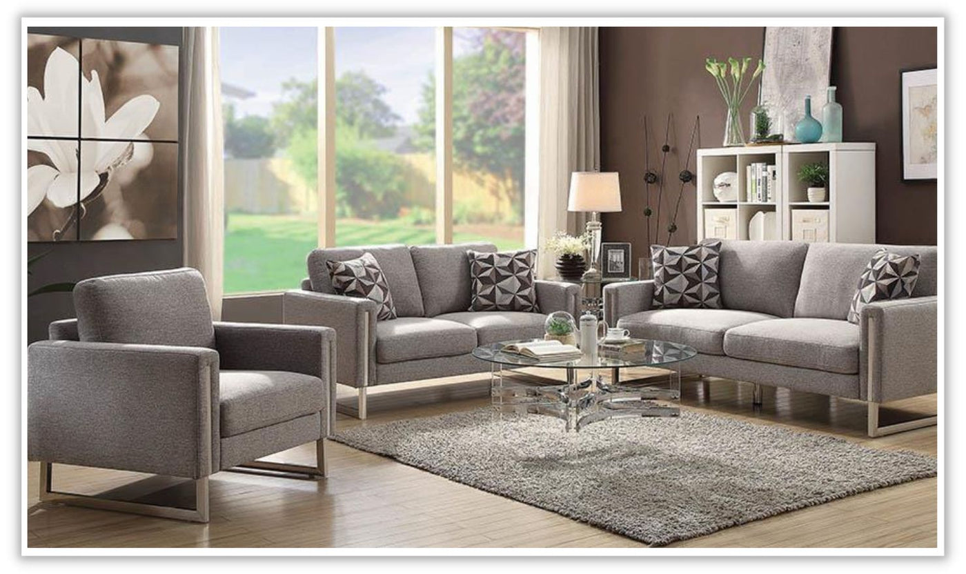 Sandrine Beige Fabric Living Room Set in Modern Style