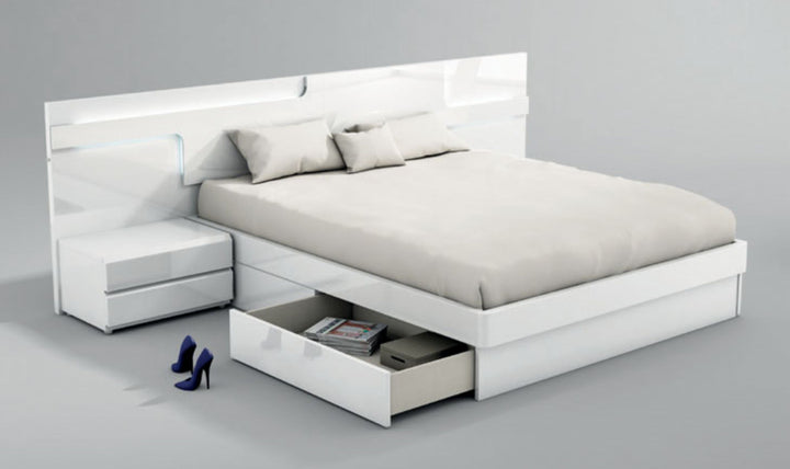 Sara Modern High Gloss White Bedroom Set – Queen or King