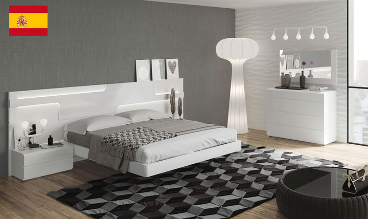 Sara Modern High Gloss White Bedroom Set – Queen or King