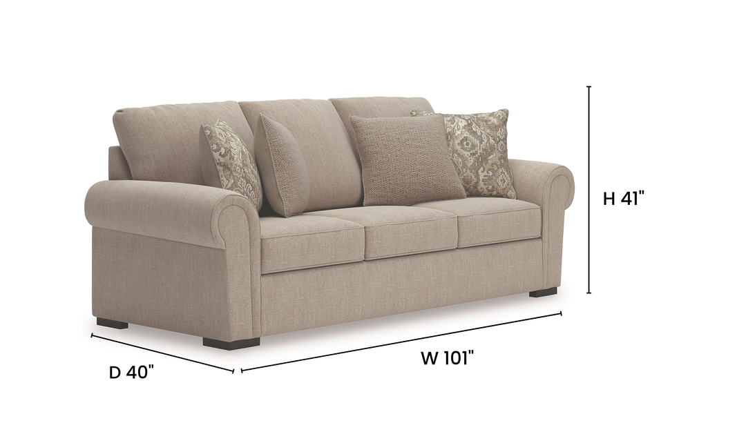 Modern Heritage Sararose 3-Seater Fabric Sofa - Jennifer Furniture