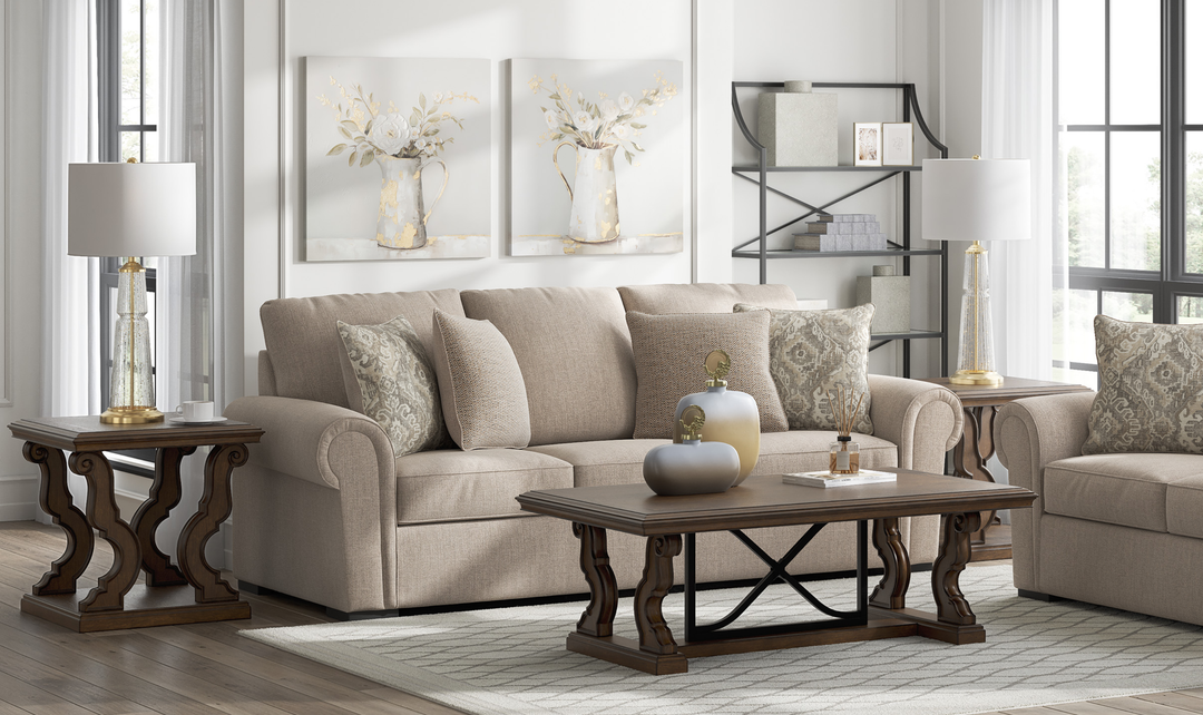 Modern Heritage Sararose 3-Seater Fabric Sofa - Jennifer Furniture