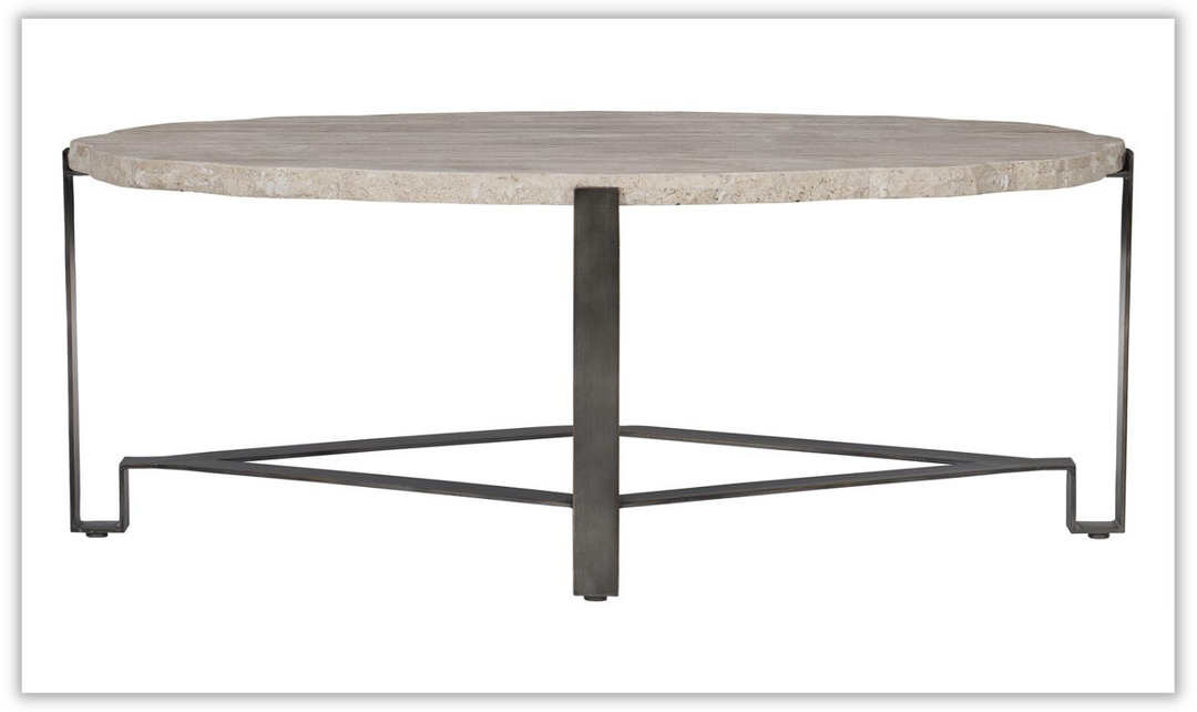Sayers White Travertine Oval Stone Top Cocktail Table