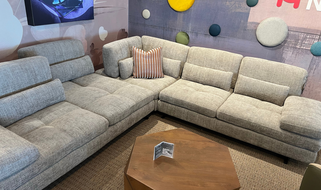 Nicoletti Italia Serena 3 Piece Fabric Sectional Sofa With Manual Adjustable Backrest & Armrest - Jennifer Furniture