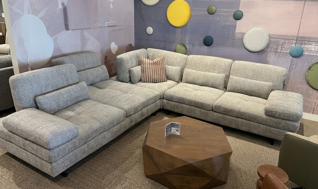 Nicoletti Italia Serena 3 Piece Fabric Sectional Sofa With Manual Adjustable Backrest & Armrest - Jennifer Furniture