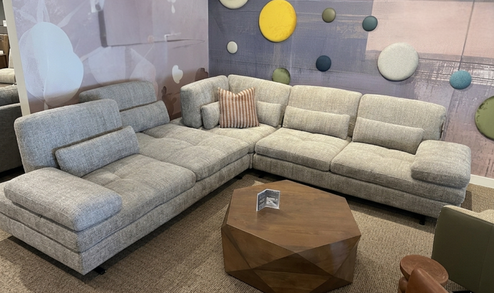 Nicoletti Italia Serena 3 Piece Fabric Sectional Sofa With Manual Adjustable Backrest & Armrest - Jennifer Furniture