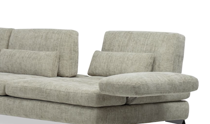 Nicoletti Italia Serena 3 Piece Fabric Sectional Sofa With Manual Adjustable Backrest & Armrest - Jennifer Furniture