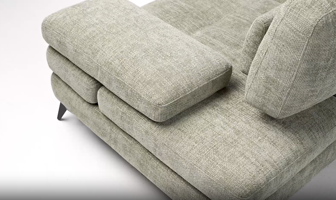 Nicoletti Italia Serena 3 Piece Fabric Sectional Sofa With Manual Adjustable Backrest & Armrest - Jennifer Furniture