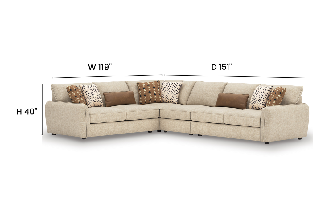 Modern Heritage Seyler 4-Piece Sectional Sofa - Jennifer Furniture