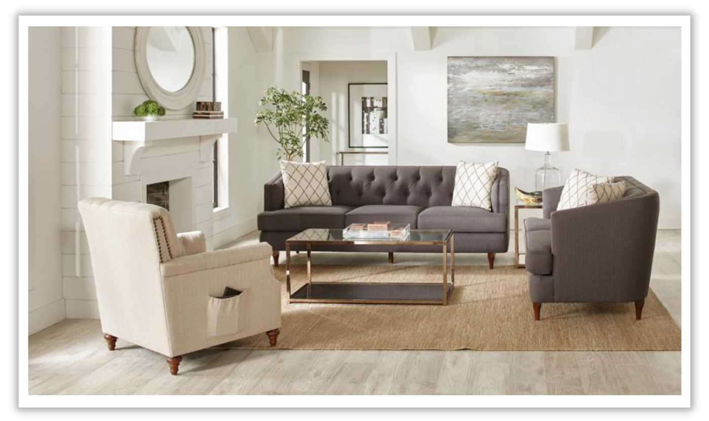 Buy Shelby Upholstered Sofa 3 Seater in Brown Online at Jennifer Furniture