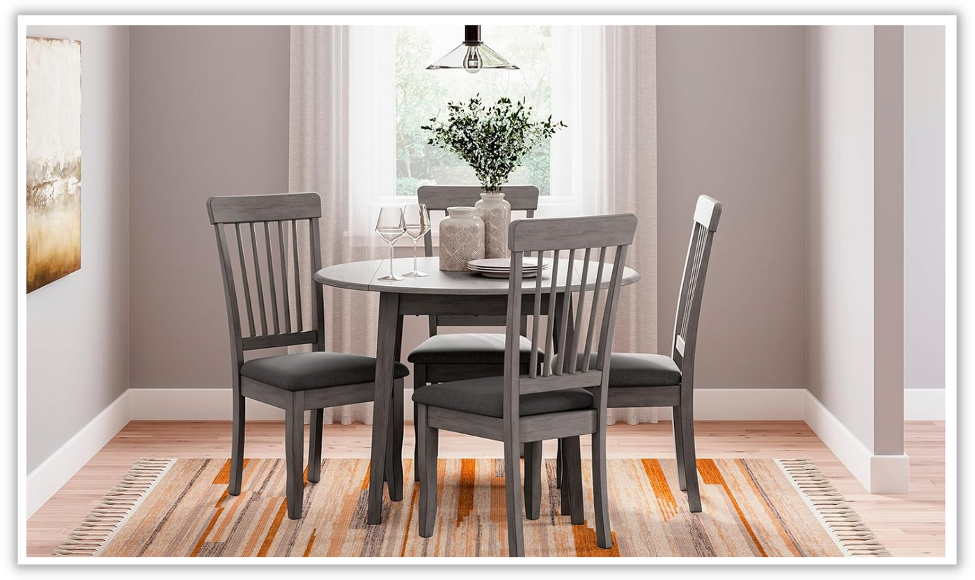 Shullden Wooden Dining Set in Gray (5 Pieces)