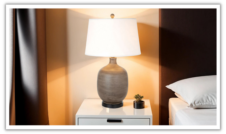 Sierra 28" Gray Brown Tone Poly Table Lamp, (Set of 2)-Jennifer Furniture