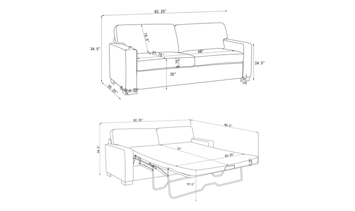 Modern Heritage Simpson Fabric Queen Sleeper Sofa with Queen Mattress