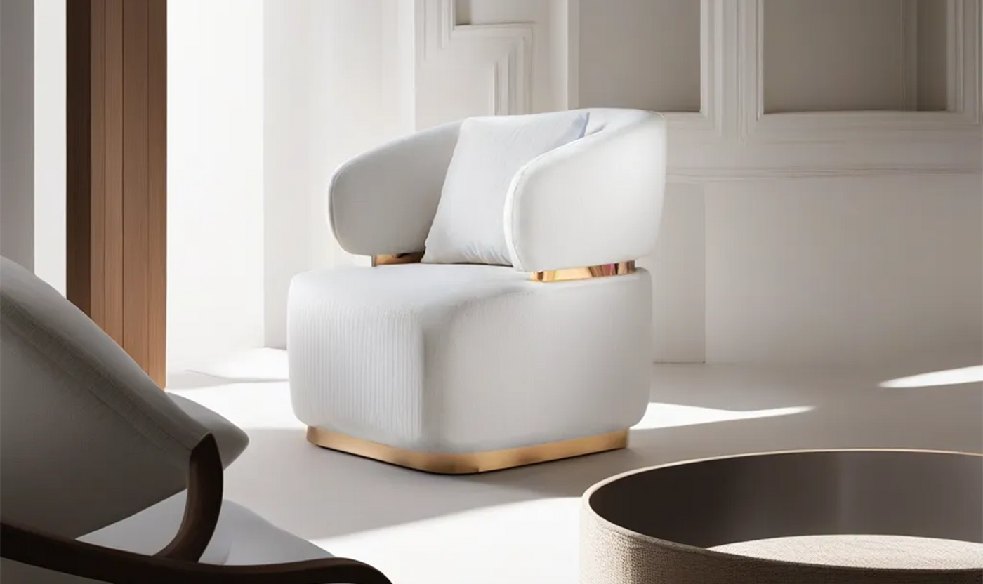 Sirin Fabric Living Room Chair with Flair Arm