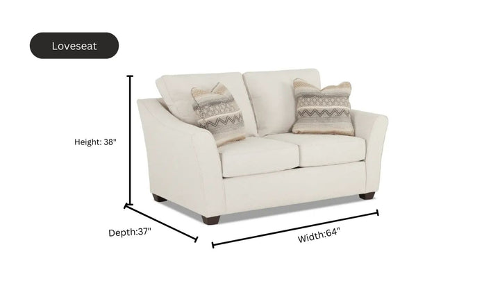 Smart Furniture Linville Cream Fabric Living Room Set with Box Seat Cushions
