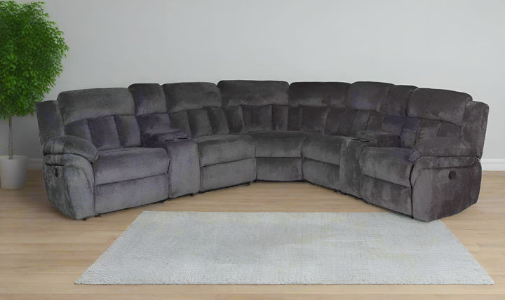 Smart Furniture Mccobb 7PCs Recliner Sectional Sofa in Gray
