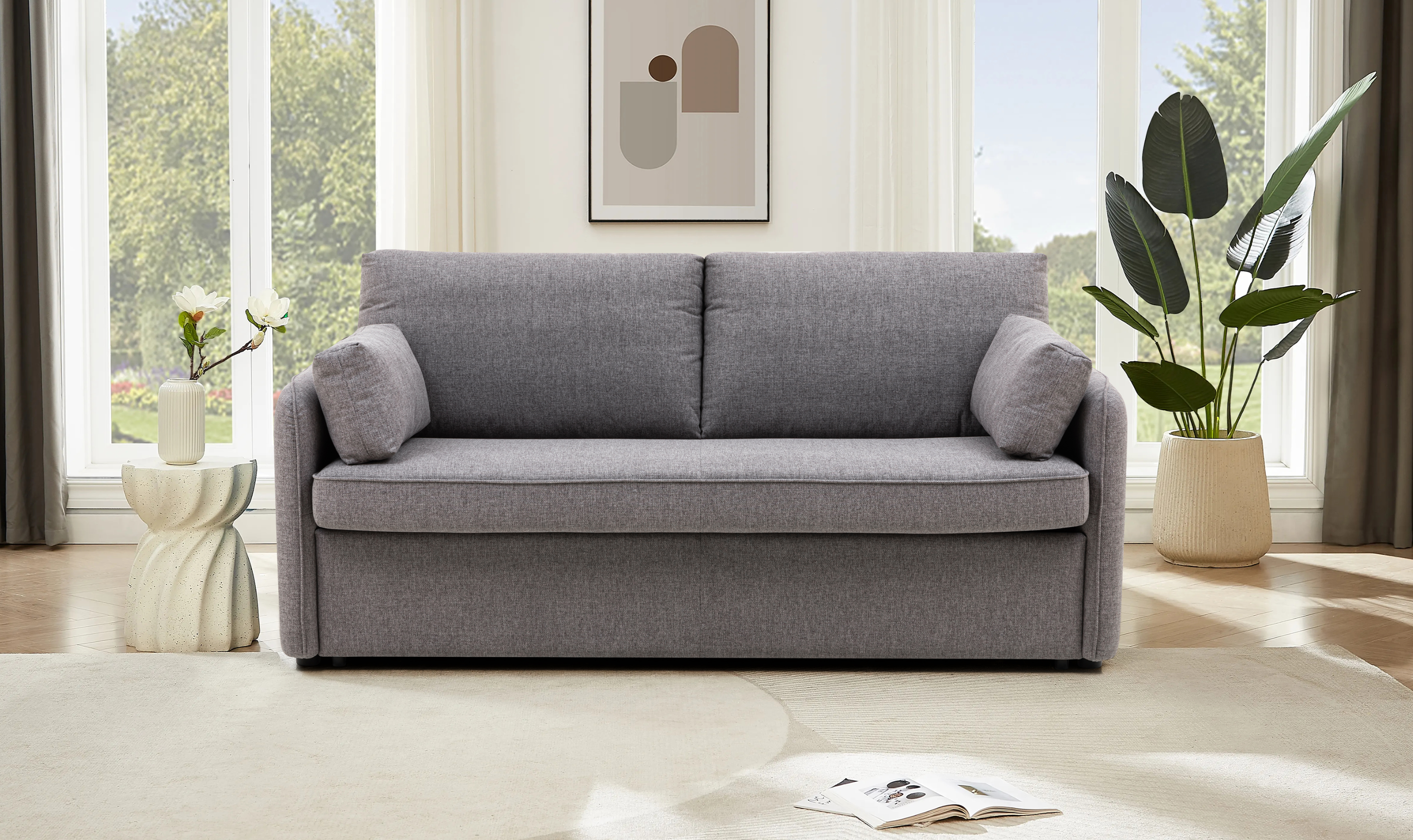 Jennifer Smart Full Fabric Sleeper Sofa With Memory Foam Mattress-Jennifer Furniture