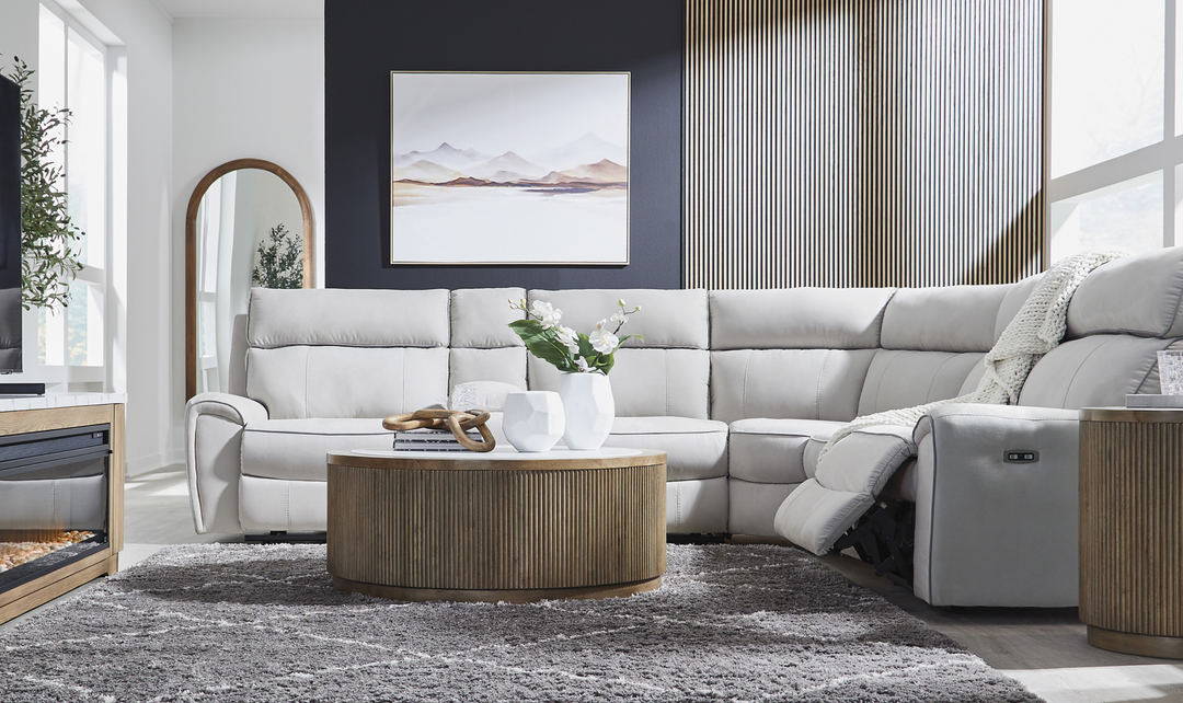 Modern Heritage Social Pointe 6-Piece Reclining Sectional with Storage Console