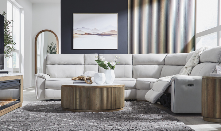 Modern Heritage Social Pointe 6-Piece Reclining Sectional with Storage Console