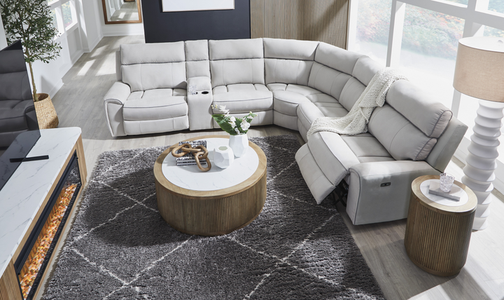 Modern Heritage Social Pointe 6-Piece Reclining Sectional with Storage Console