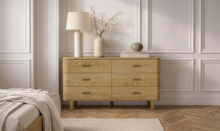 Solara 68" Solid Wood Dresser in Natural Oak (6-Drawer)-Jennifer Furniture