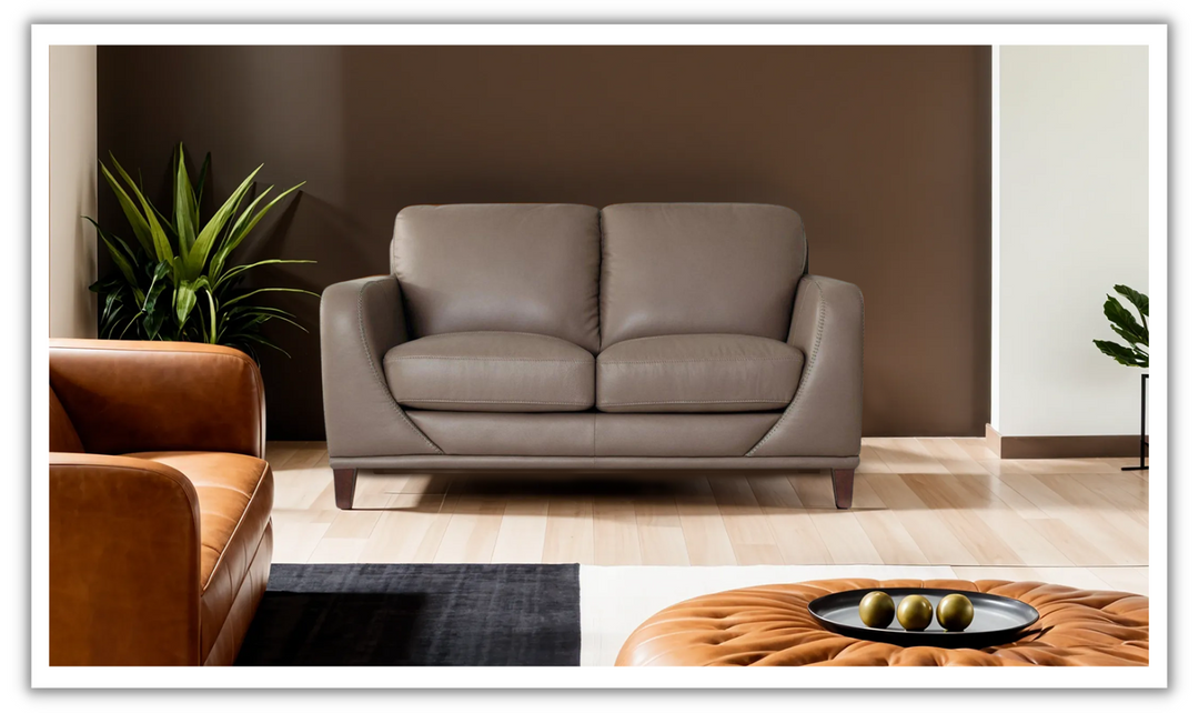 Soma 2-Seater Leather Loveseat With Box Seat Cushions-Jennifer Furniture