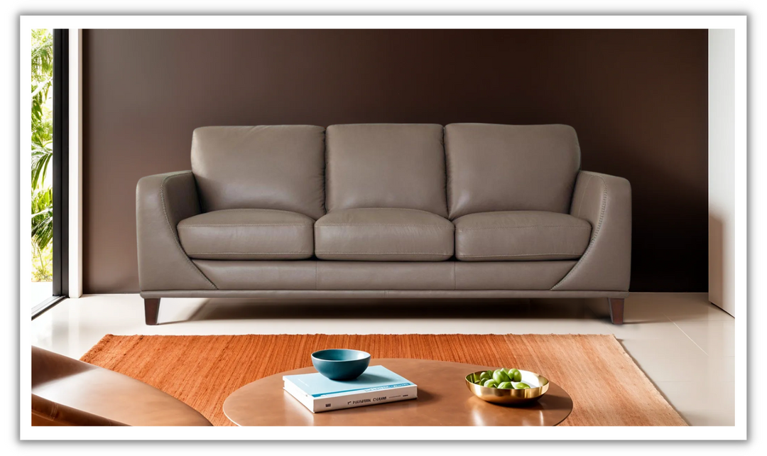 Soma 3 Seater Leather Sofa With Box Seat Cushions