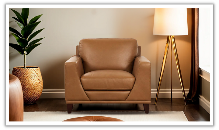 Soma Leather Chair With Box Seat Cushions-Jennifer Furniture