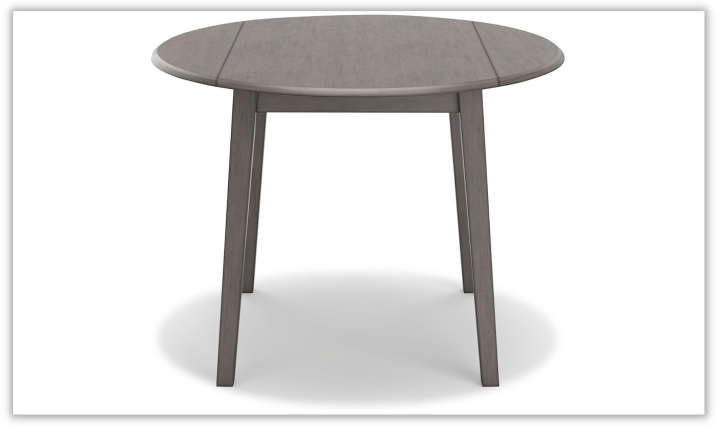 Shullden Round Drop Leaf Wooden Dining Table in Gray