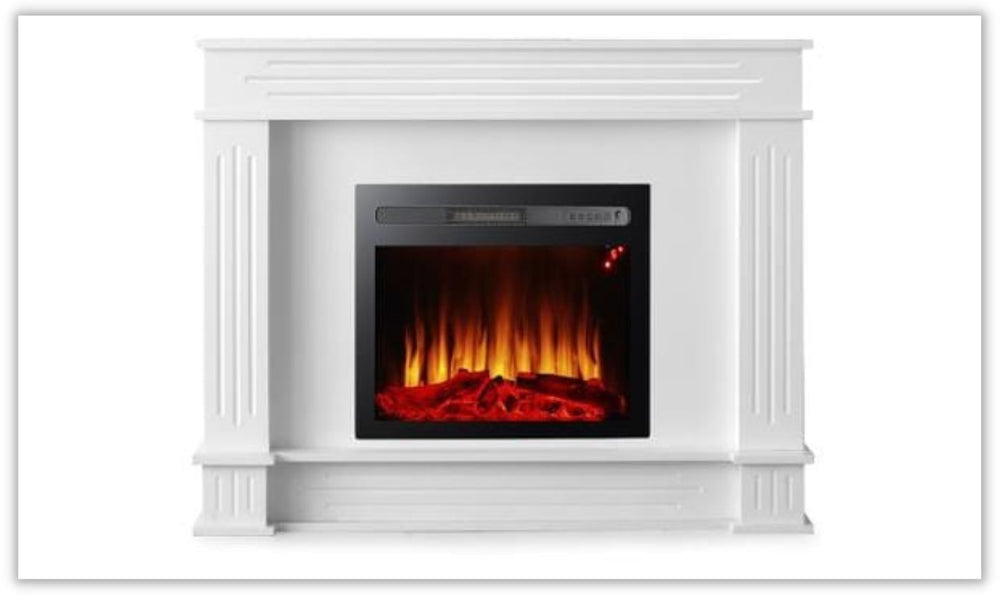 Sophia White Traditional Mantle with Log Fireplace