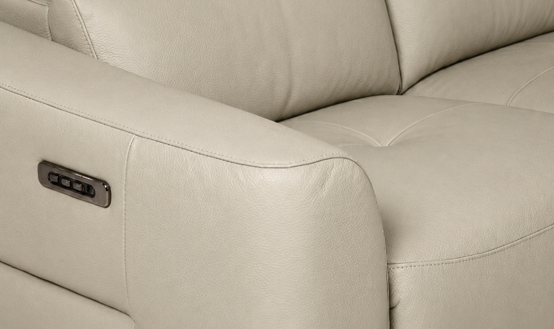 Nicoletti St. Louis Leather Reclining Sectional Sofa in Light Beige