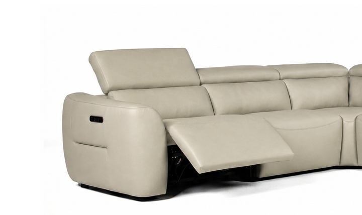 Nicoletti St. Louis Leather Reclining Sectional Sofa in Light Beige