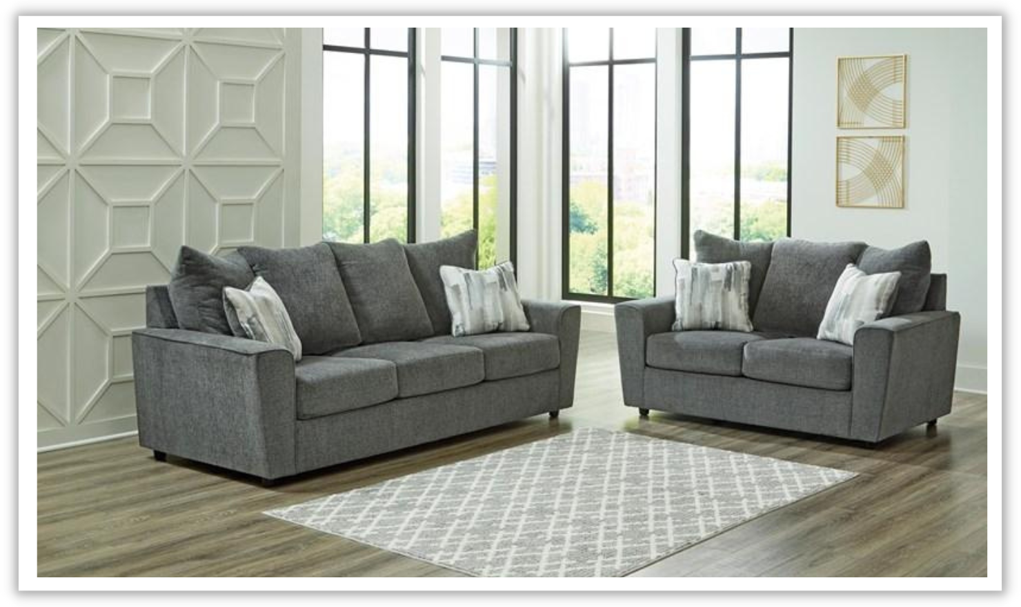 Stairatt Gray Fabric Upholstered Living Room Set
