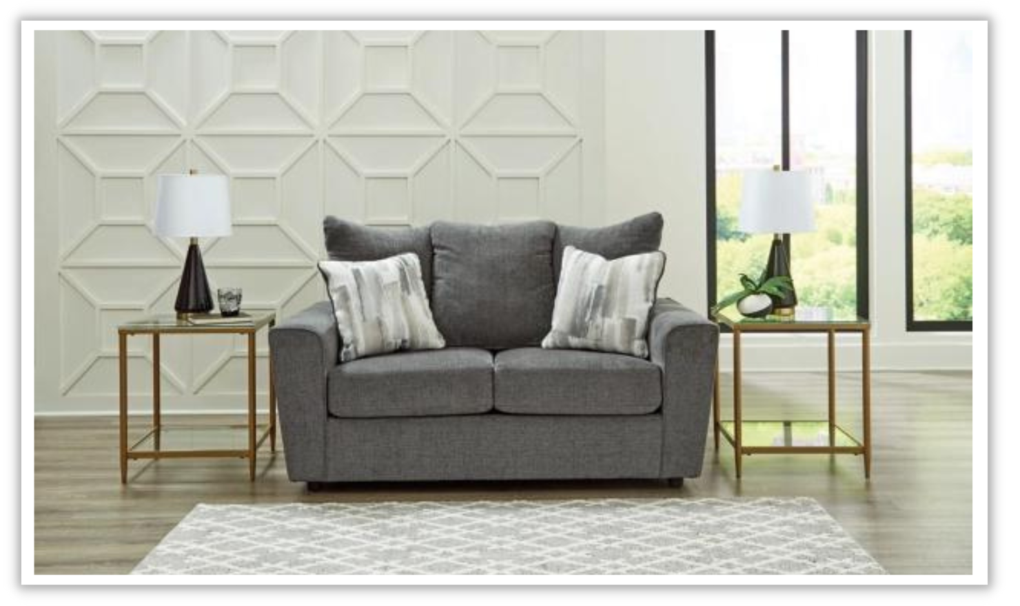 Stairatt Gray Fabric Upholstered Living Room Set