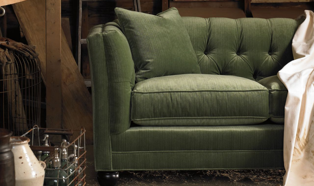 Stevens 3-Seater Sofa in Green with Tufted Back
