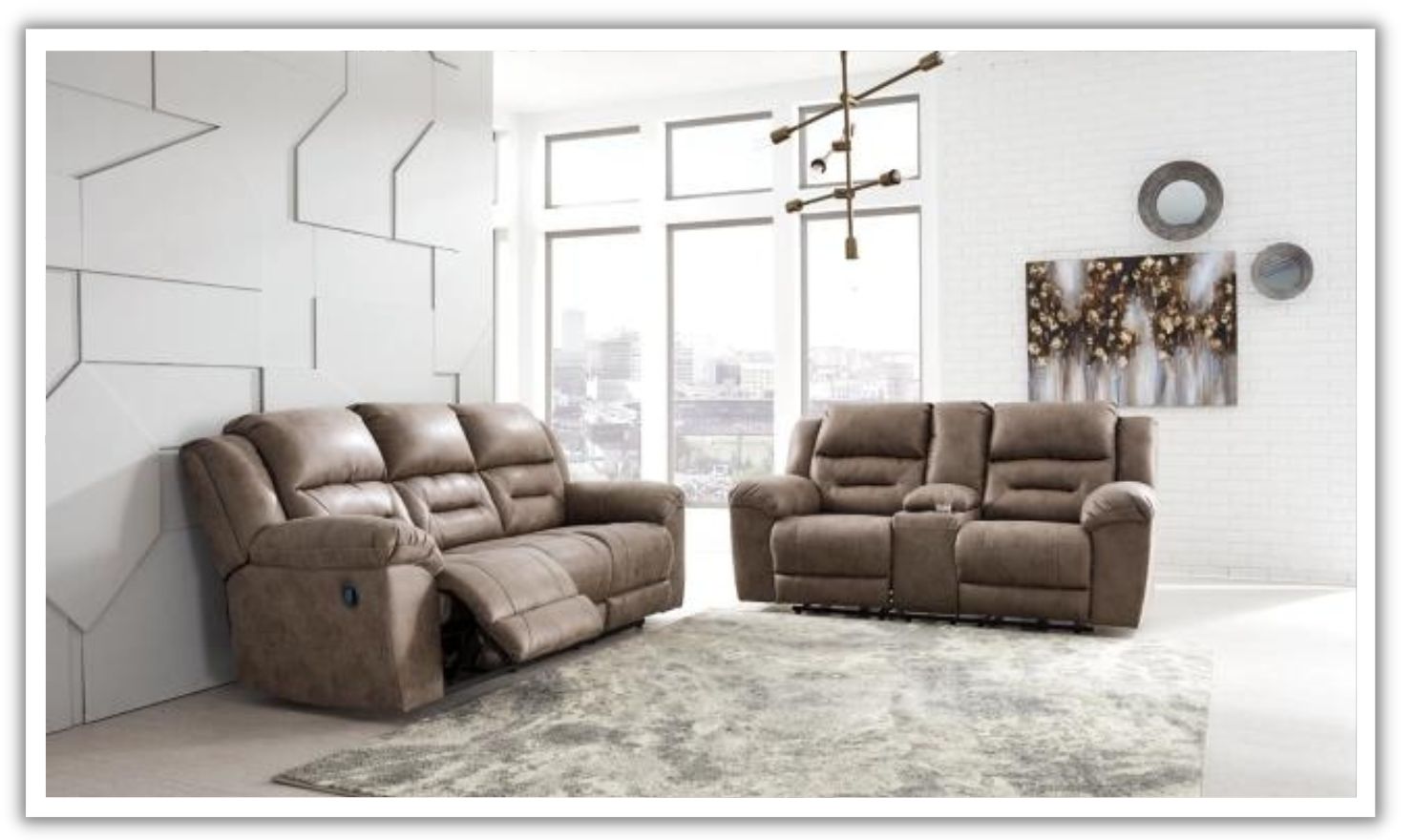 Modern Heritage Stoneland Power Reclining Leather Living Room Set