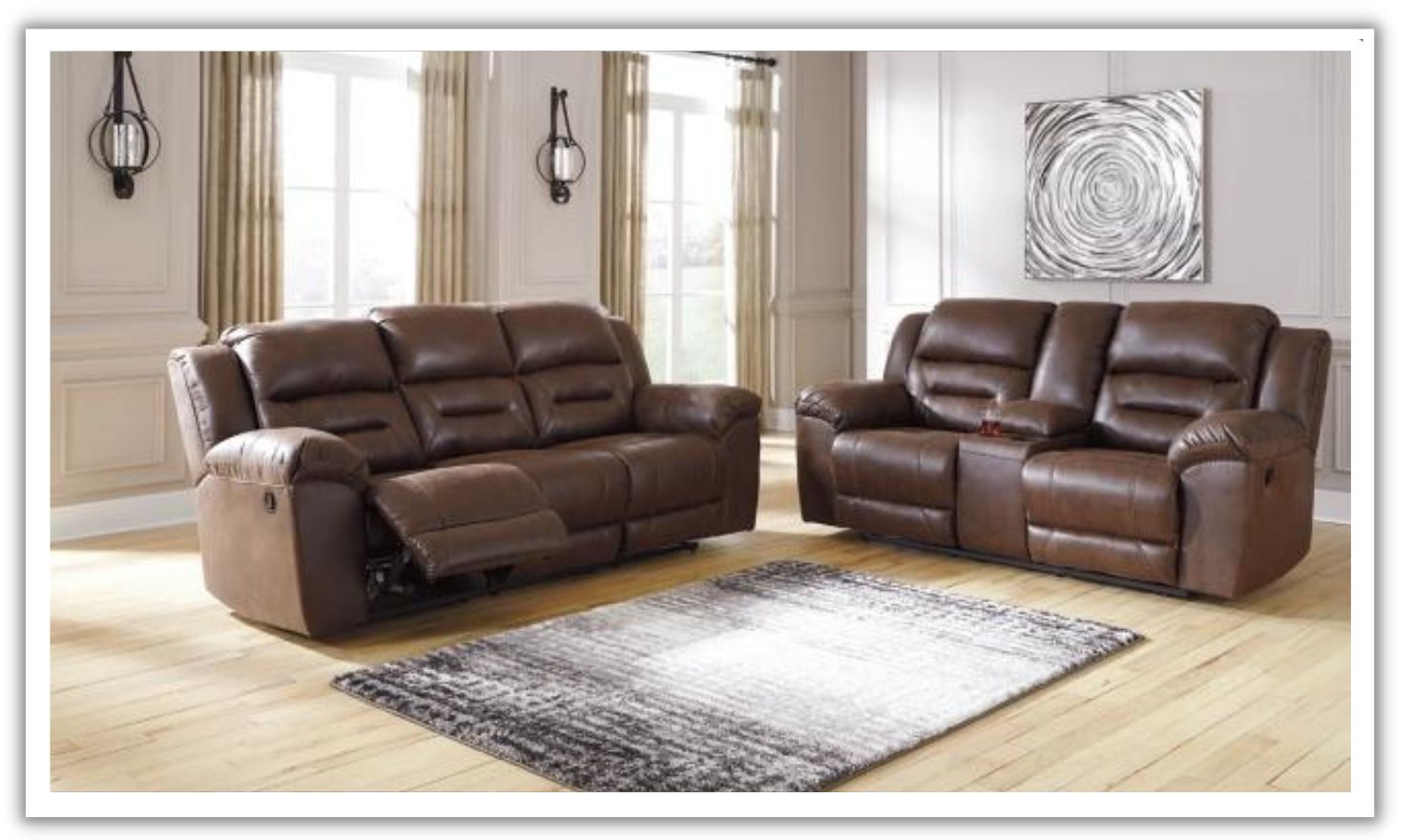 Modern Heritage Stoneland Power Reclining Leather Living Room Set
