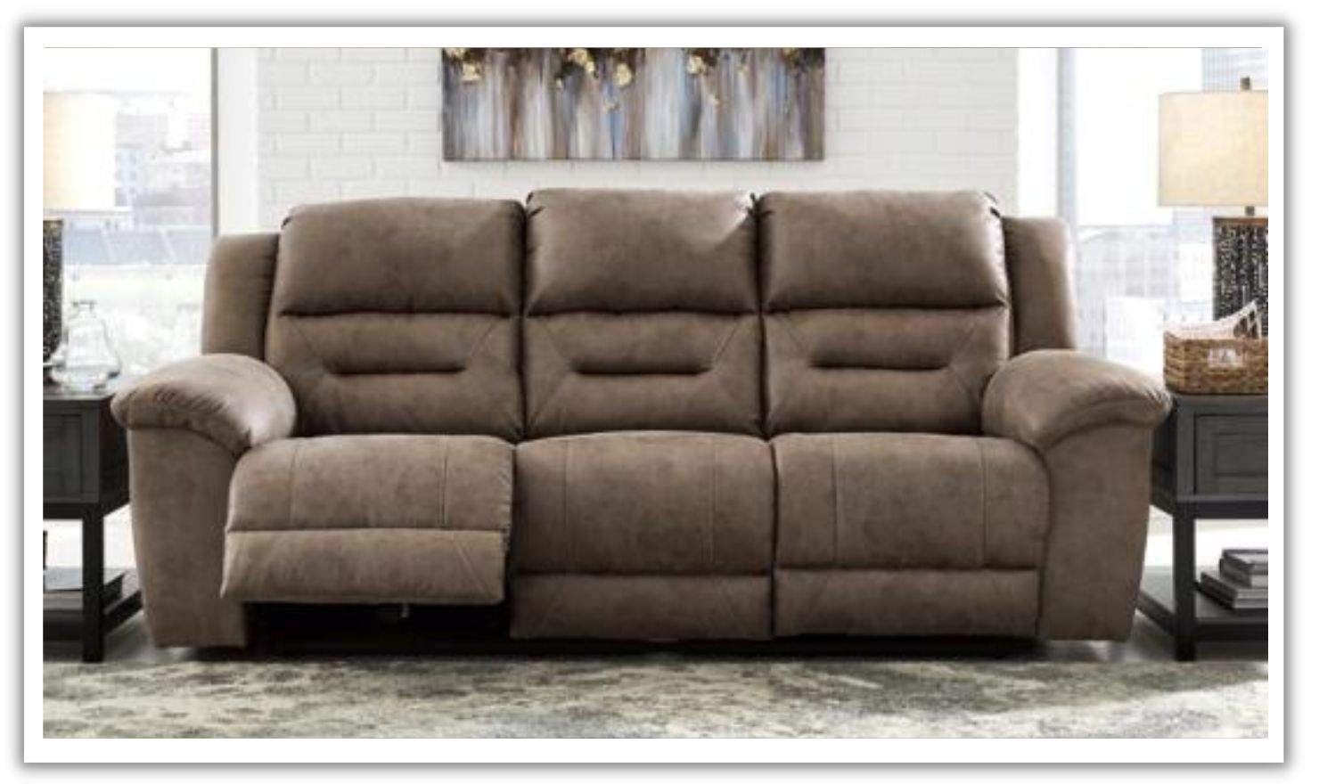Modern Heritage Stoneland Power Reclining Leather Living Room Set