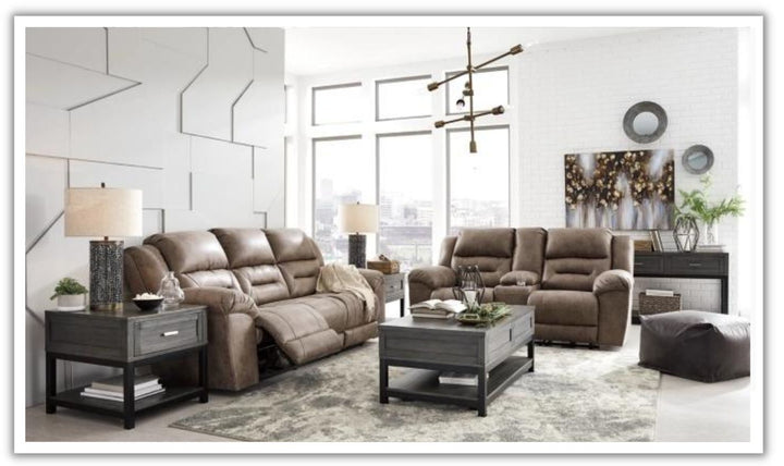 Stoneland Power Reclining Leather Loveseat With Console
