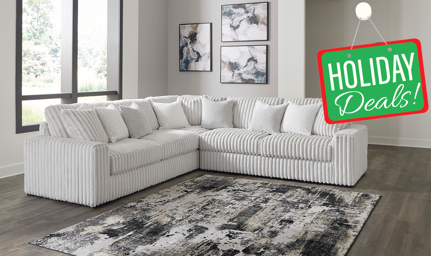 Stupendous L-Shaped Fabric Sectional Sofa with Removable Cushions