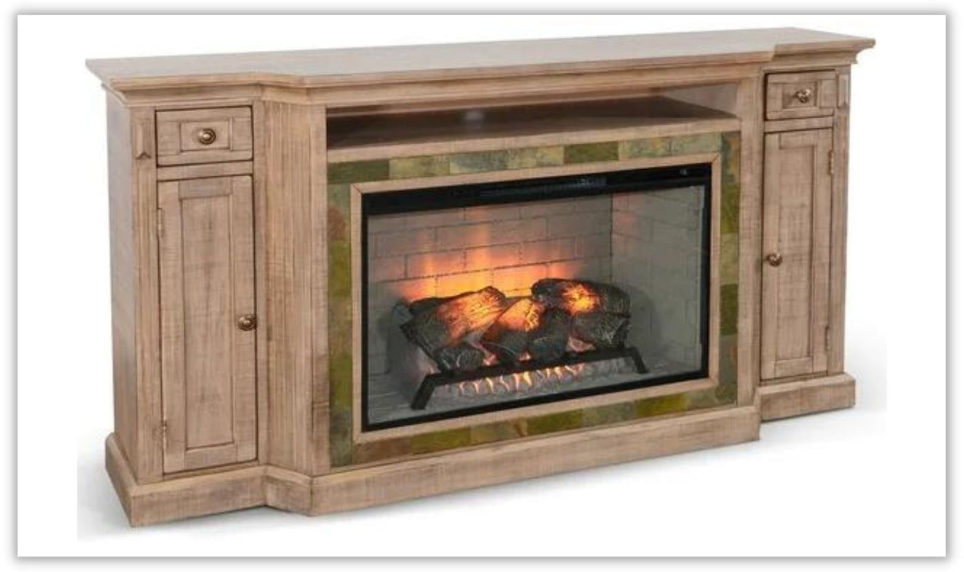 Sunny Designs Mantle Fireplace With Log Insert