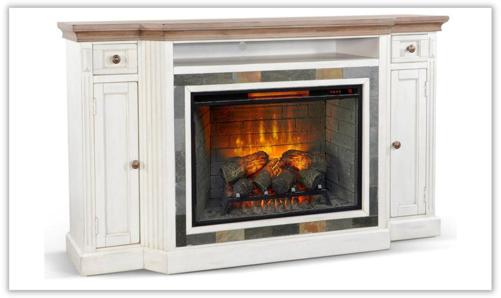 Sunny Designs Mantle Fireplace With Log Insert