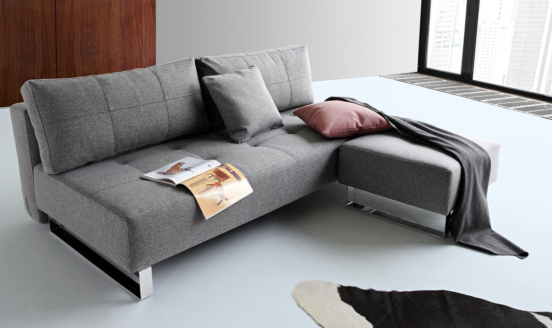 Innovation Living Supremax 2-Seater Fabric Sleeper Sofa With Sleek Chrome Legs