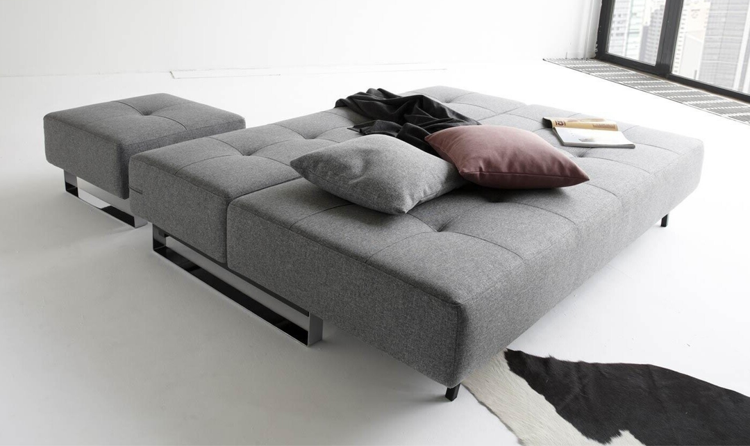 Innovation Living Supremax 2-Seater Fabric Sleeper Sofa With Sleek Chrome Legs