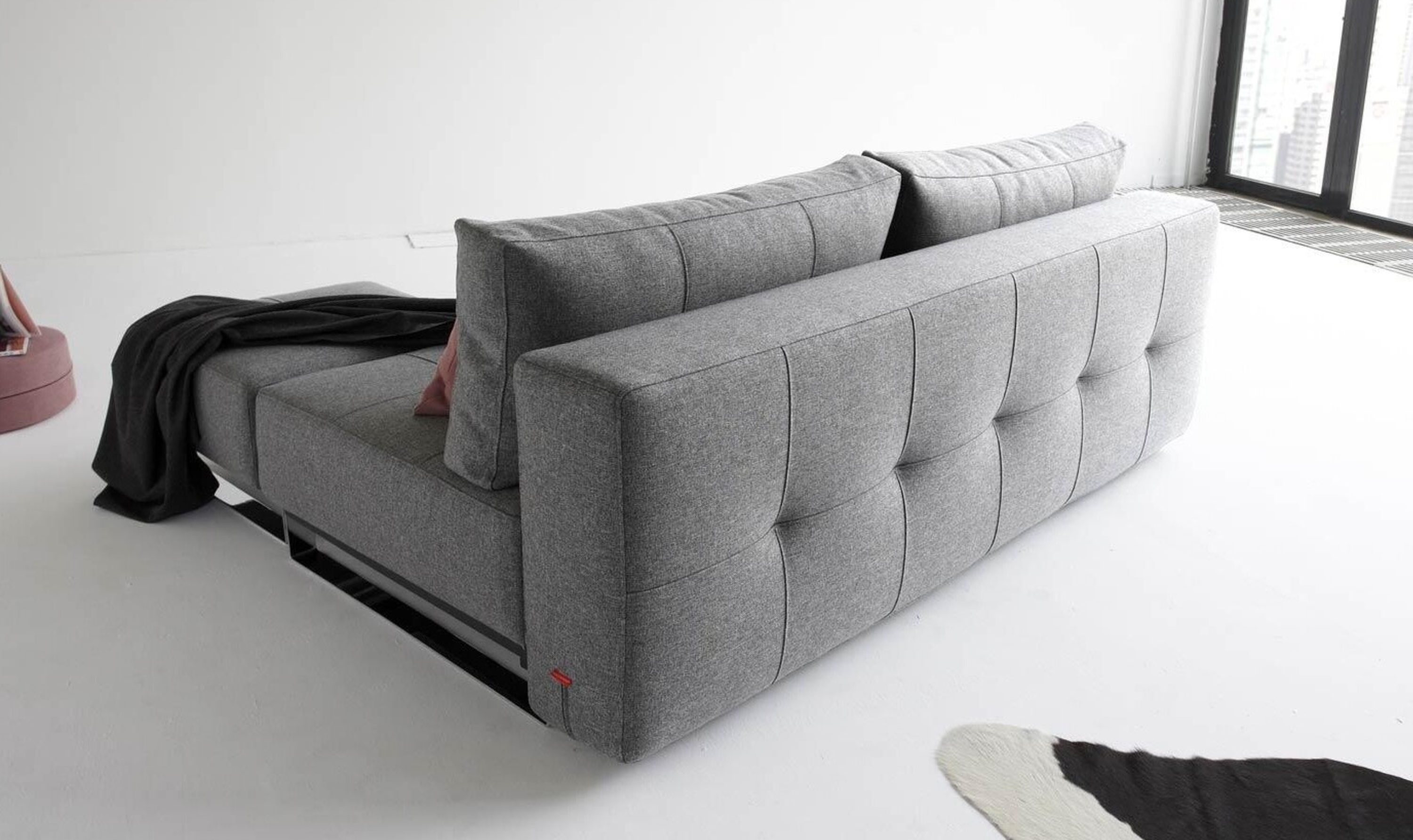 Innovation Living Supremax 2-Seater Fabric Sleeper Sofa With Sleek Chrome Legs