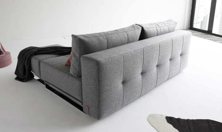 Innovation Living Supremax 2-Seater Fabric Sleeper Sofa With Sleek Chrome Legs